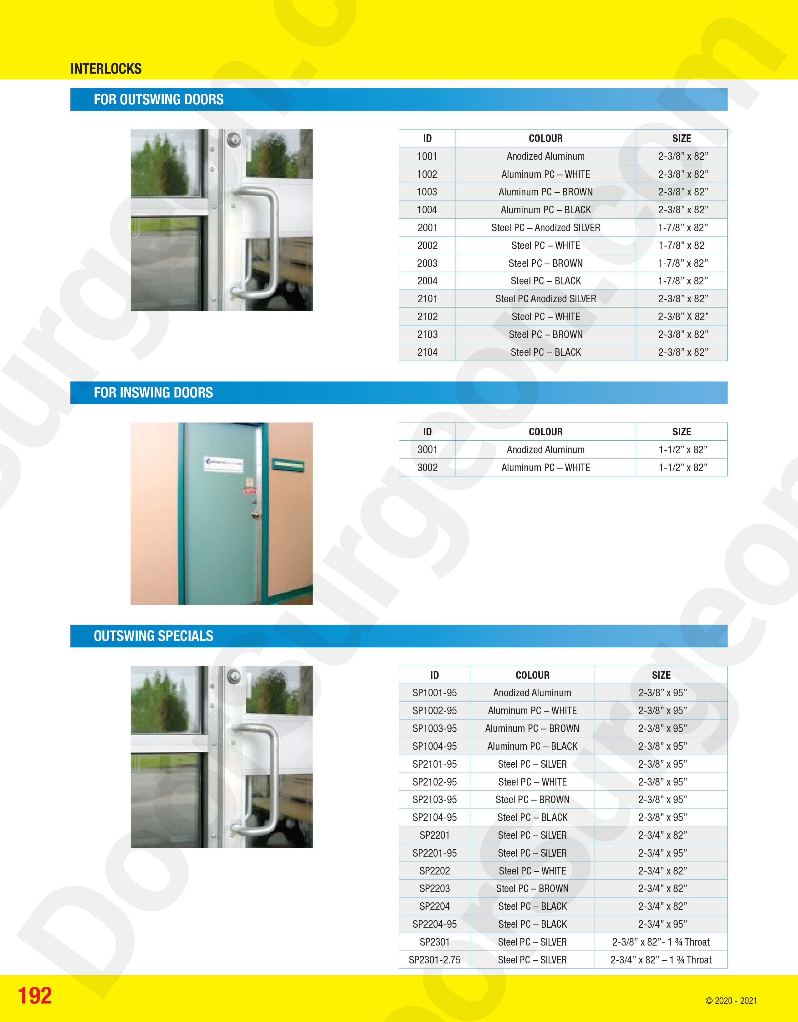 Interlock door-edge security steel or aluminum built to withstand breakin attempts or damage repair.